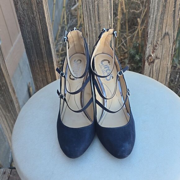 CIRCUS Sam Edelman Blue  Heels spike  strappy size 7.5 - Picture 1 of 12